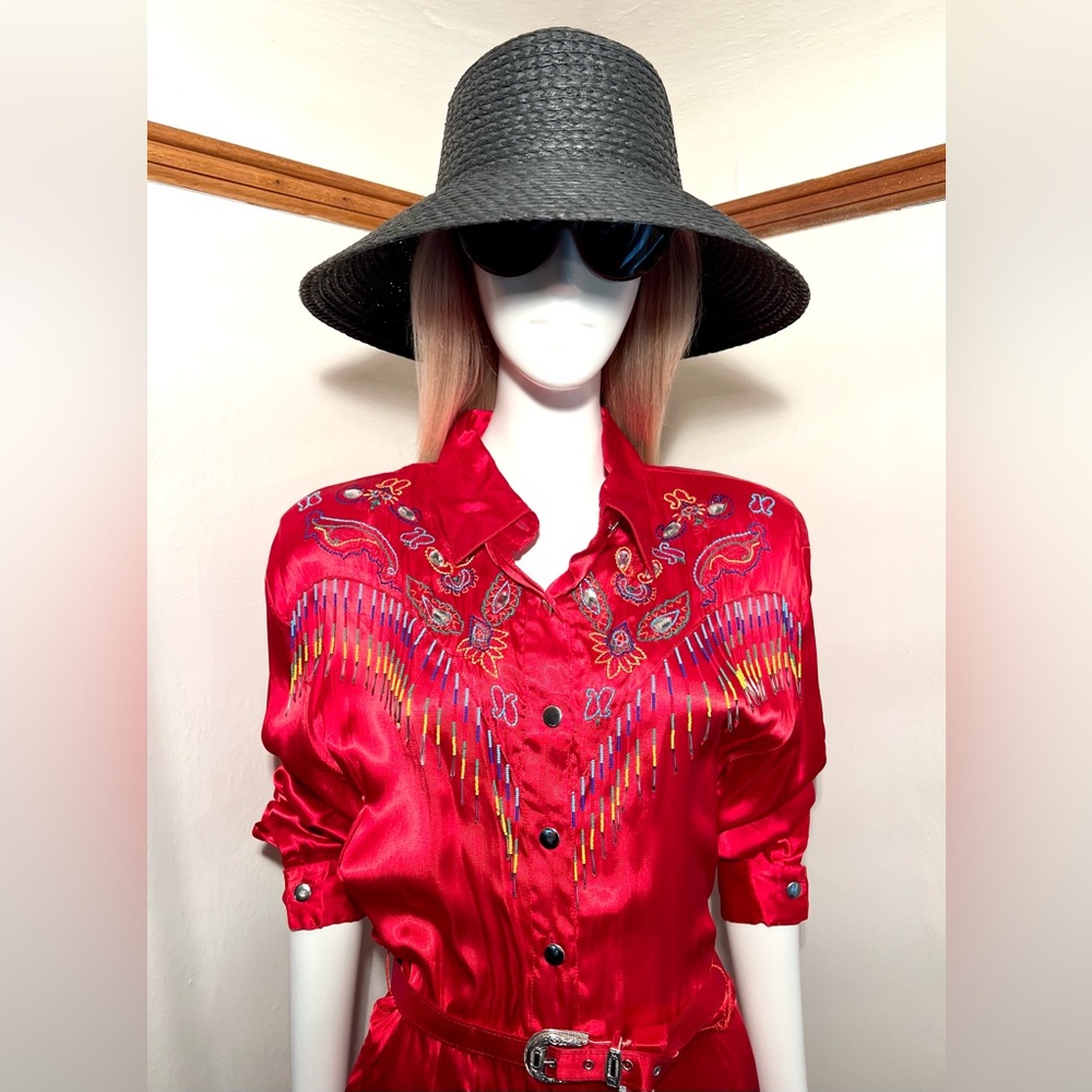 VINTAGE - Rustic Red Tillman Country Dress - L
